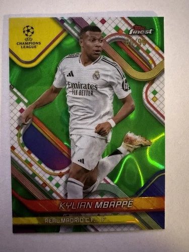 Kylian Mbappe 2024 Topps Finest Green Lava Refractor /99