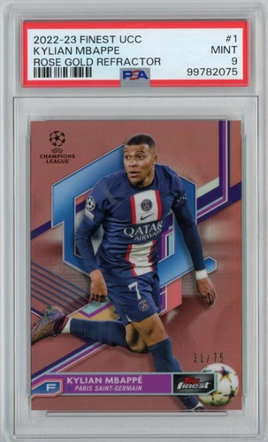 Kylian Mbappe 2022 Topps Finest Rose Gold Refractor /75