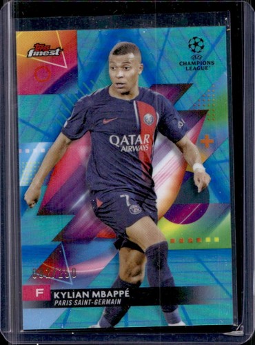 Kylian Mbappe 2023 Topps Finest UEFA Blue Aqua Vapor Wave /250