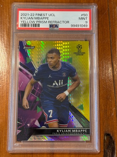 Kylian Mbappe 2021 Panini Finest Yellow Prisma Refractor /250
