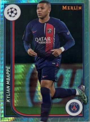 Kylian Mbappe 2023 Topps Merlin Chrome Aqua Prism