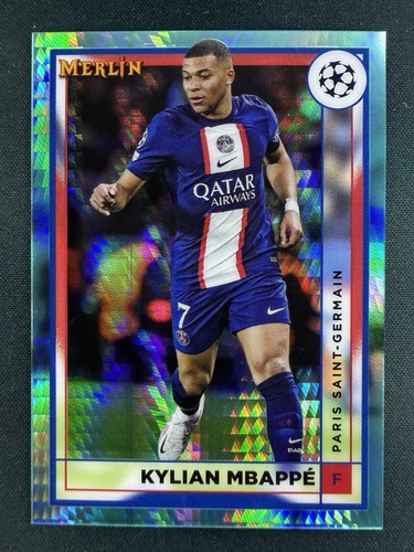 Kylian Mbappe 2022 Topps Merlin Chrome Aqua Prism Refractor #105