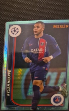 Kylian Mbappe 2023 Topps Merlin Chrome Aqua Prizm Refractor