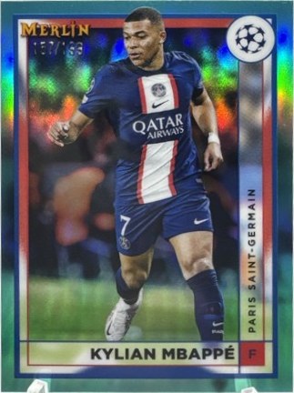Kylian Mbappe 2023 Topps Merlin Chrome Aqua Refractor /199