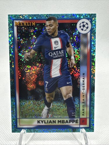 Kylian Mbappe 2023 Topps Merlin Chrome Aqua Sparkle /199