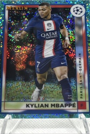 Kylian Mbappe 2023 Topps Merlin Chrome Aqua Sparkle Refractor /199