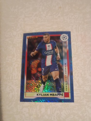 Kylian Mbappe 2022 Topps Merlin Chrome Blue Shimmer /75