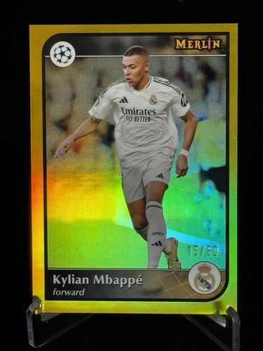 Kylian Mbappe 2024 Topps Merlin Chrome Gold Refractor /50