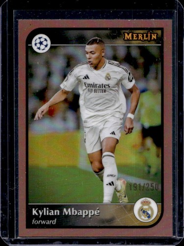 Kylian Mbappe 2024 Topps Merlin Chrome UEFA Rose Gold Refractor /250