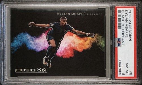 Kylian Mbappe 2022 Panini Obsidiana Negro Colorblast