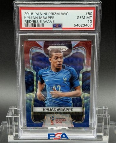 Kylian Mbappe 2018 Panini Prizm World Cup Blue Red Wave