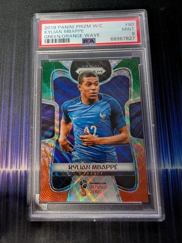 Kylian Mbappe 2018 Panini Prizm World Cup Green & Orange Wave