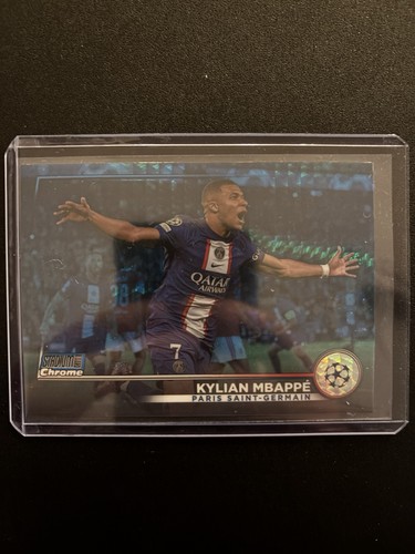 Kylian Mbappe 2022 Panini Stadium Club Chrome Blue Prism Refractor