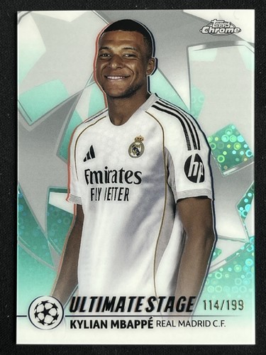 Kylian Mbappe 2025 Topps UCC Ultimate Stage Chrome Aqua Refractor /199