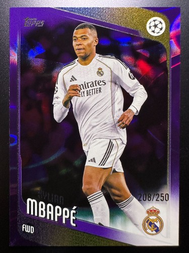 Kylian Mbappe 2025 Topps UEFA Club Competitions Purple Raindrops /250