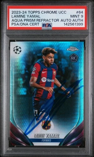 Lamine Yamal 2023 Topps Chrome Aqua Prism
