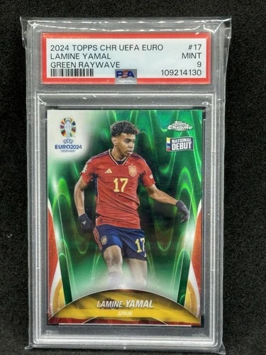 Lamine Yamal 2024 Topps Chrome Green Raywave