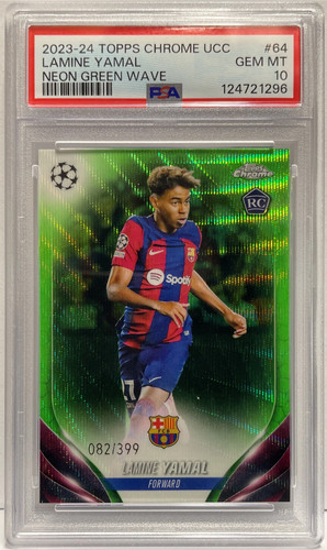 Lamine Yamal 2023 Topps Chrome Green Wave /399