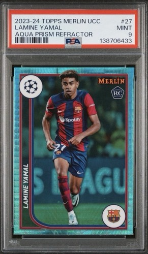 Lamine Yamal 2024 Topps Chrome Merlin Aqua Prism Refractor #27