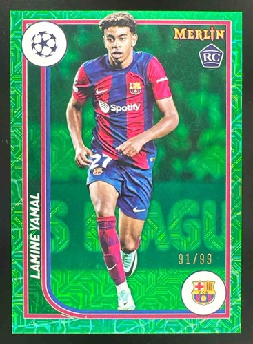 Lamine Yamal 2024 Topps Chrome Merlin Green Refractor /99