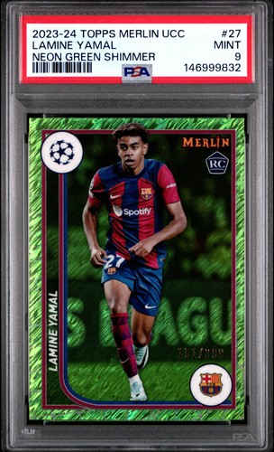 Lamine Yamal 2023 Topps Chrome Merlin Neon Green Shimmer /399