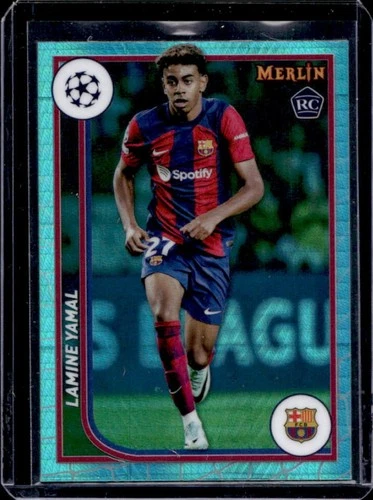 Lamine Yamal 2023 Topps Chrome Merlin UEFA Aqua Prism /27