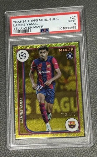 Lamine Yamal 2023 Topps Chrome Merlin Yellow Shimmer /175