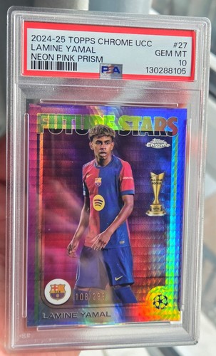 Lamine Yamal 2024 Topps Chrome Neon Pink Prism /299