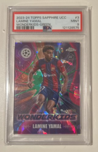 Lamine Yamal 2023 Topps Chrome Sapphire Green Ice Cracked /99