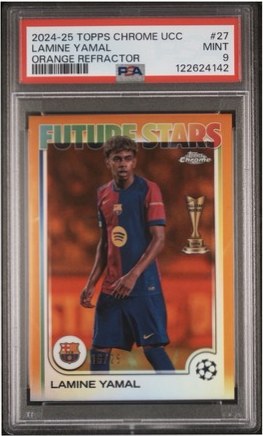 Lamine Yamal 2024 Topps Chrome UEFA Club Competitions Orange Refractor /25