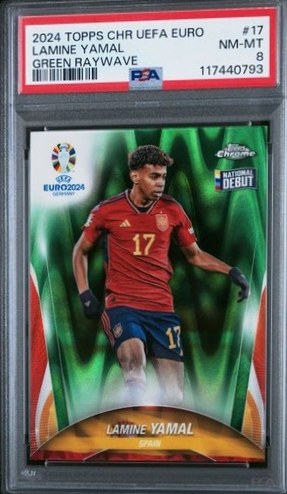 Lamine Yamal 2024 Topps Chrome UEFA EURO Green Raywave