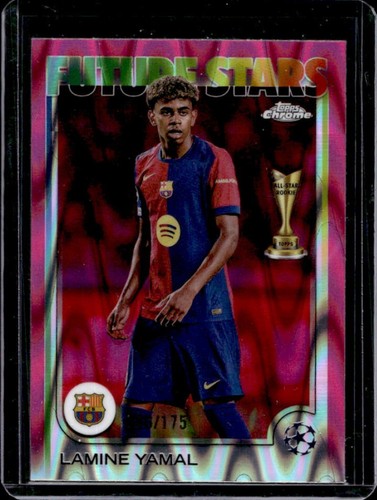 Lamine Yamal 2024 Topps Chrome UEFA Neon Pink RayWave Refractor /175