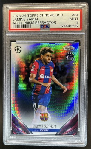 Lamine Yamal 2023 Topps Cromo UEFA Aqua Prism Refractor #64