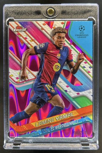 Lamine Yamal 2024 Topps Finest UEFA Pink Raywave Refractor /250