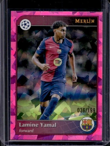 Lamine Yamal 2024 Topps Merlin Chrome Atomic Pink Refractor /199
