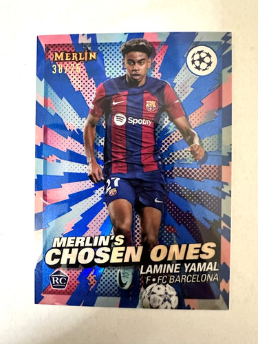 Lamine Yamal 2024 Panini Merlin Chrome Blue Refractor /75