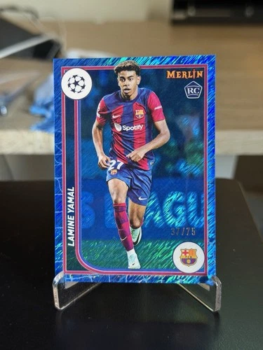 Lamine Yamal 2023 Topps Merlin Chrome Blue Shimmer /75