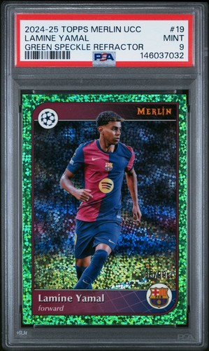 Lamine Yamal 2024 Topps Merlin Chrome Green Speckle /99