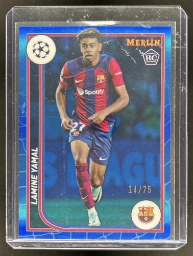 Lamine Yamal 2024 Topps Merlin Chrome UEFA Blue Refractor /75