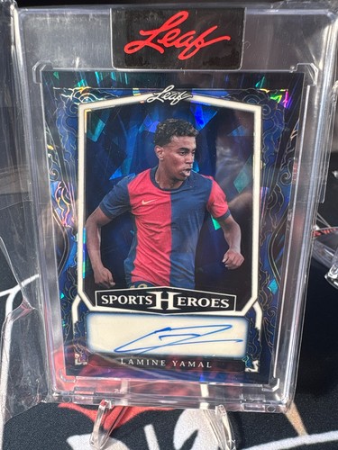 Lamine Yamal 2025 Leaf Sports Heroes Crystals Blue 1/4