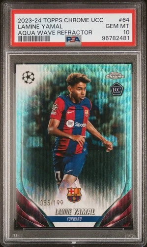 Lamine Yamal 2023 Topps Chrome UCC Aqua Wave /199