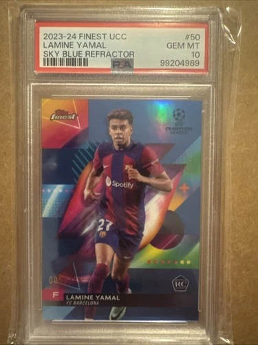 Lamine Yamal 2023 Topps Finest UCC Sky Blue Refractor /275