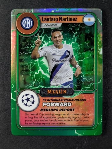 Lautaro Martinez 2023 Topps Chrome Merlin Green Lightning Refractor