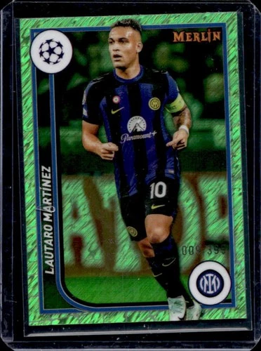 Lautaro Martinez 2023 Topps Chrome Merlin Neon Green Shimmer Refractor /399