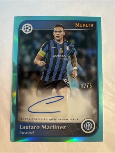 Lautaro Martinez 2025 Topps Merlin Chrome Aqua /75