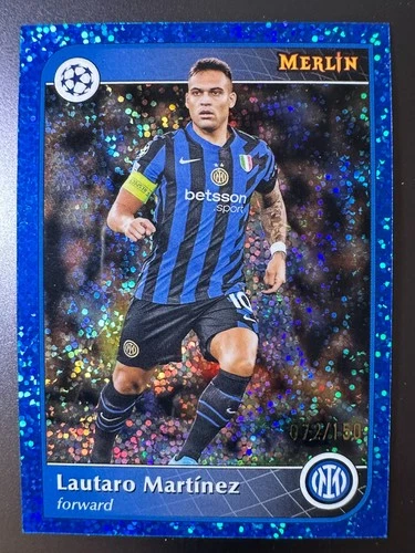 Lautaro Martinez 2024 Topps Merlin Chrome Blue Sparkle /150