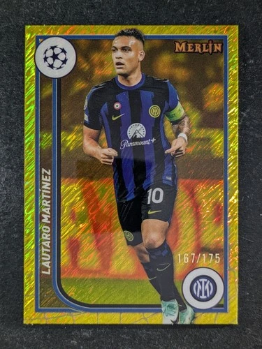 Lautaro Martinez 2024 Topps Merlin Chrome Yellow Shimmer Refractor /175