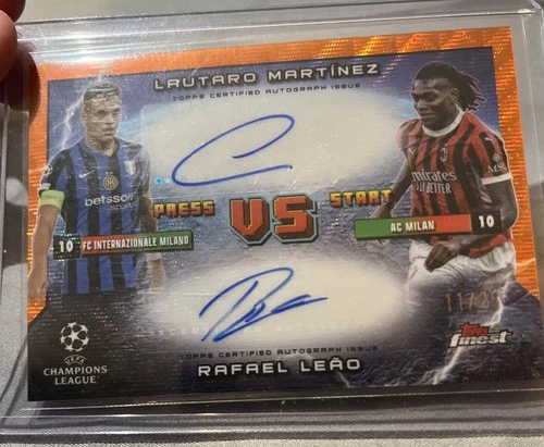 Lautaro Martinez, Rafael Leao 2024 Topps Finest Orange /25
