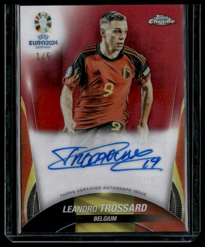 Leandro Trossard 2024 Topps Chrome Euro 2024 Red Refractor /5