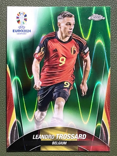 Leandro Trossard 2024 Topps Chrome UEFA Euro Green RayWave Refractor #60